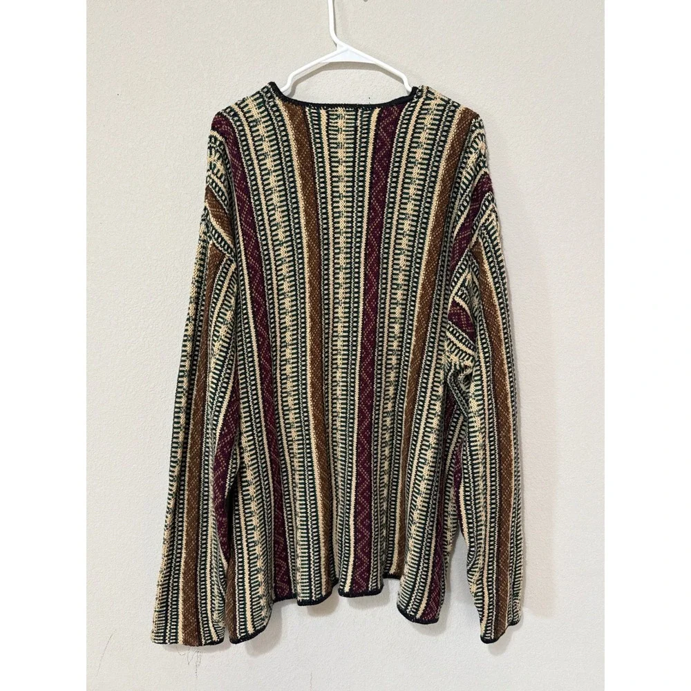 VTG Sturcture Geometric‎ Striped Sweater Men's XL Cotton Blend Boho Streetwear